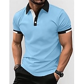 preiswerte Klassisches Poloshirt für Herren-Herren Polos mit Knöpfen Golfhemd Casual Festtage Gerippter Polokragen Kurzarm Modisch Basic Feste Farbe Patchwork Sommer Regular Fit Schwarz Weiß Rote Blau Braun Grün Polos mit Knöpfen