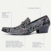 billiga Premium läder Loafers-Herr Tofflor och Slip-Ons Tryck skor Klänningslakor Läder Mocka Bekväm Halksäker Loafers Svart