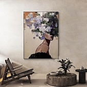 voordelige Abstracte schilderijen-groot gezichtsloos portret schilderij handgeschilderde abstracte dame schilderij handgeschilderde vrouw gezicht kunstwerk handgemaakte muurkunst figuratieve canvas kunst schilderij ingelijste vrouw