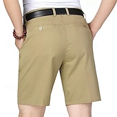 economico pantaloncini da lavoro-Per uomo Pantaloncini eleganti Pantaloncini da lavoro Pantaloncini da golf Tinta unica Resistente alle rughe Lunghezza del ginocchio Pantaloncini Verde militare Nero Vita alta Anelastico