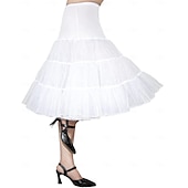 cheap Petticoat-Princess Lolita 1950s Knee Length Petticoat Hoop Skirt Tutu Under Skirt Solid Colored Women&#039;s Bachelorette Party Petticoat