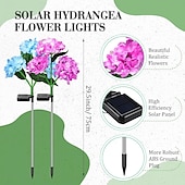 billige Pathway Lights &amp; Lanterns-2 stk utendørs solcelle LED vanntett hortensia blomstersti plenlys - feriehage stubbelys for bakgård, park, gangveidekorasjon