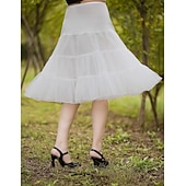 cheap Petticoat-Princess Lolita 1950s Knee Length Petticoat Hoop Skirt Tutu Under Skirt Solid Colored Women&#039;s Bachelorette Party Petticoat