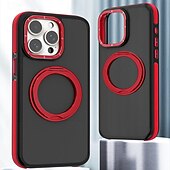 cheap iPhone Cases-Phone Case For iPhone 16 iPhone 15 Pro Max Plus iPhone 14 13 12 11 Pro Max Plus Back Cover With Magsafe with Stand Holder Support Wireless Charging Matte Frosted Retro TPU PC Metal