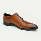 baratos Formal-Homens Sapatos sociais Couro Couro de grão integral italiano Confortável Antiderrapante Com Cadarço Preto Marron