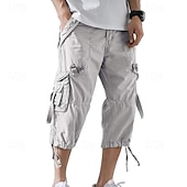 cheap Outdoor-Men's Capri Cargo Shorts Cargo Shorts Shorts Capri Pants Hiking Shorts Leg Drawstring 6 Pocket Plain Comfort Outdoor Daily Going out Fashion Streetwear Black Army Green