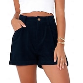 abordables Pantalones cortos bermudas-Women's Bermuda shorts Waffle Chinos Shorts Vacation Fashion Streetwear Short High Waist Plain Pocket Comfy Comfort Soft Micro-elastic Daily Outdoor Street Blue Navy White Gray Summer Spring Regular
