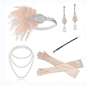 cheap Accessories and More-1920s The Great Gatsby Outfits Flapper Headband The Great Gatsby Wedding Guest Collarless Women&#039;s Halloween Carnival Masquerade Party Masquerade Wedding Reception Adults&#039; Gloves Necklace Earring All