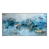 cheap Oil Paintings-Handmade Oil Painting Canvas Wall Art Decoration  Modern Abstract Texture Blue Mountain Landscape for Home Living Room Decor Rolled Frameless Unstretched Painting