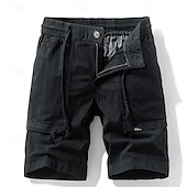 baratos Clássico-Homens Shorts táticos Bermuda Cargo Calção Bolsos Com Cordão Cintura elástica Tecido Vestível Curto Ao ar livre Diário Acampar e Caminhar Moda Clássico Preto Amarelo