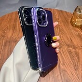 cheap iPhone Cases-Phone Case For iPhone 15 Pro Max Plus iPhone 14 13 12 11 Pro Max Plus Back Cover with Stand Holder Bling Glitter Shiny Shockproof TPU Plating Metal