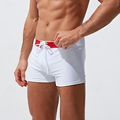 baratos calção de banho boxer masculino-Homens Bermuda de Surf Shorts de Natação Calção Justo de Natação Patchwork Com Cordão Cintura elástica Bloco de cor Conforto Secagem Rápida Curto Feriado Praia Final de semana Moda Casual Branco