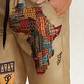 baratos Retro Vintage &amp; Ética-shorts masculinos shorts de verão shorts de praia com cordão cintura elástica mapa africano impressão estilo étnico respirável macio curto casual diário férias roupas de grife