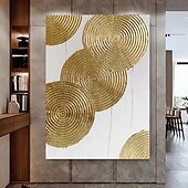 preiswerte Ölgemälde-handgemaltes gold-weißes 3D-Strukturgemälde, handgemachte Wandkunst, goldweißes abstraktes minimalistisches Gemälde, moderne abstrakte Leinwandkunst, weiß strukturierte goldene Wandkunst, neutrale