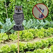 abordables Décorations de patio-Épouvantail d&#039;oiseau faux hibou leurre sculpture tête rotative hibou en plastique dissuasion des oiseaux nature ennemi cornu répulsif antiparasitaire pour jardin extérieur cour