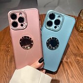 cheap iPhone Cases-Phone Case For iPhone 15 Pro Max Plus iPhone 14 13 12 11 Pro Max Plus Back Cover with Stand Holder Bling Glitter Shiny Shockproof TPU Plating Metal