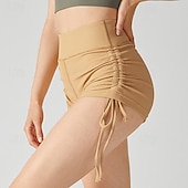 halpa Joogahousut ja pyöräilijät-Naisten Urheilushortsit Joogasortsit Harjoitteluhousut Kurenauha Korka vyötärö Jooga Kuntosaliharjoitus Pilates Shortsit Musta Sininen Ruskea Urheilu Urheiluvaatteet Elastinen Ohut