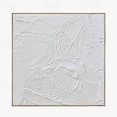 abordables Peintures Abstraites-peint à la main 3d texturé blanc peinture abstraite sur toile 3d texturé art mural boho moderne toile art salon décor pattle couteau peinture à l&#039;huile décor à la maison hôtel pièce d&#039;art