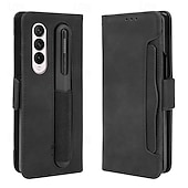cheap Samsung Cases-Phone Case For Samsung Galaxy Z Fold 5 Z Fold 4 Z Fold 3 Wallet Case Kickstand with Pen Slot Holder Card Slot Retro TPU PU Leather