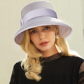 cheap Party Hats-Hats Woven Straw Hat Casual Holiday Cocktail Party Melbourne Cup Classy Retro With Satin Bowknot Headpiece Headwear dress to impress Hats Race Day Dress