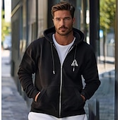 billiga Herrarnas Elite Huvtröjor &amp; Sweatshirts-Herr Huvtröjor med dragkedja Svart Vit Huva Grafisk Geometrisk Sportkläder Grafisk Ledigt Kläder Pull Tröjor Långärmad