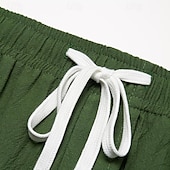 baratos Clássico-Homens Calção Shorts de linho Shorts de verão Bolsos Com Cordão Cintura elástica Tecido Conforto Respirável Curto Casual Diário Feriado Moda Estilo Clássico Preto Branco