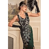 levne oblečení-Retro Řvoucí 20s 20. léta 20. století Bubenové šaty Úbory Koktejlky Velký Gatsby Svatební host Flitry Třásně Dámské Plesová maškaráda Večírek Svatební hostina loučení se svobodou nevěsty Dospělé 1 x