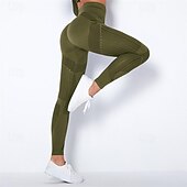 cheap Yoga Leggings &amp; Tights-Women&#039;s Yoga Pants Yoga Leggings Mesh Patchwork High Waist Yoga Gym Workout Pilates Tights Color Block Dark Grey Black Army Green Spandex Sports Activewear Stretchy Slim