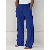 ieftine Clasic-Bărbați Pantaloni Pantaloni de vară Pantaloni largi Pantaloni de plajă Pantaloni casual Cordon Buzunar frontal Picior drept Simplu Confort Απαλό Lungime totală Yoga Concediu Plajă Modă Hawaiană Negru