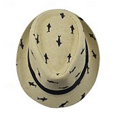 economico Cappello Fedora-Per uomo Cappello del Kentucky Derby Cappello da Sole Cappello da festa Bianco Kaki Cotone Moda Casual Streetwear Quotidiano Pesce Protezione solare Traspirante