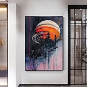 preiswerte Ölgemälde-handgemachtes Ölgemälde Leinwand Wandkunst Dekor original buntes Sternenhimmel Gemälde abstrakte Nachtszene Malerei Wohndekor mit gespanntem Rahmen ohne Innenrahmen Gemälde