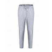 baratos calça casual-Homens Calças Calça verão Calça casual Bolsos Com Cordão Cintura elástica Listra Conforto Trabalho O negócio Diário Moda Estilo Clássico Preto Azul Real Micro-Elástica
