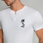 economico T-shirt e Canottiere Elite da Uomo-Per uomo Albero di Cocco Maglietta Maglia Henley 100% Cotone Manica Corta Grafico Camicia Bianco Blu Grigio Maglietta comoda Vacanza Streetwear Abbigliamento di stilista