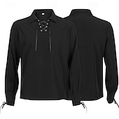 お買い得  トップス-中世 ルネッサンス 17世紀 ブラウス / シャツ ウエストベルト 海賊 バイキング 仮装 男性用 セルティック 海賊 ハロウィーン カーニバル マスカレード 性能 LARP レンフェア 成人 シャツ ウエストベルト