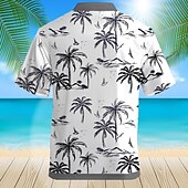 economico Piante tropicali-Per uomo Albero di cocco Palma Piante tropicali Camicia hawaiana Camicia Aloha Maniche corte Camicia Collo ripiegabile Hawaiano Informale Ricorrere Esterno Da mare Strada Blu Grigio S M L