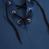 preiswerte Basic-T-Shirts-Herren T Shirt T-Shirt Langarm V Ausschnitt Frühling &amp; Sommer Einfach Mode Designer Basic Schnürung Urlaub Straße Ausgehen Schwarz Blau Grün Top T-Shirt für Herren