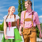 cheap Dirndl-Carnival Oktoberfest Beer Costume Dress Dirndl Trachtenkleider Maid German Munich Wiesn Women&#039;s Traditional Style Cloth Dress Apron