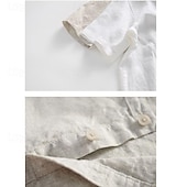 cheap Business Casual-Men's Shirt White Cotton Shirt Casual Shirt Cotton Linen Shirt Plain Vacation Street White Beige Short Sleeve Crew Neck Summer Clothing Apparel Button-Down