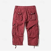 cheap Outdoor-Men's Capri Cargo Shorts Cargo Shorts Shorts Capri Pants Hiking Shorts Leg Drawstring 6 Pocket Plain Comfort Outdoor Daily Going out Fashion Streetwear Black Army Green