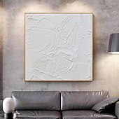 abordables Peintures Abstraites-peint à la main 3d texturé blanc peinture abstraite sur toile 3d texturé art mural boho moderne toile art salon décor pattle couteau peinture à l&#039;huile décor à la maison hôtel pièce d&#039;art