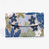 cheap Clutches &amp; Evening Bags-Women&#039;s Embroidered Floral Clutch - Handheld Evening Bag with Colorful Bead and Sequin Details