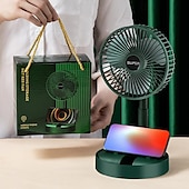 ieftine Ventilatoare-Ventilator de gât de 8000mAh cu lanternă – Ventilator fără palete cu încărcare USB de tip C cu două cleme și curea pentru camping și pescuit