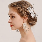 billige Hodepynt til blomsterpike-Hårkamper Hodepryd Strass Legering Bryllup cocktail Elegant Luksus Med Perle Krystalldetaljer Hodeplagg Hodeplagg