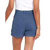 abordables Pantalones cortos bermudas-Women's Bermuda shorts Waffle Chinos Shorts Vacation Fashion Streetwear Short High Waist Plain Pocket Comfy Comfort Soft Micro-elastic Daily Outdoor Street Blue Navy White Gray Summer Spring Regular