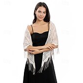 billige Sjal-Sjale Sjal til kvinner Elegant Brude Ermeløs Polyester Bryllup Wrap Med Ren Farge Til Fest Vår sommer