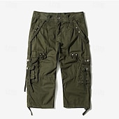 cheap Outdoor-Men's Capri Cargo Shorts Cargo Shorts Shorts Capri Pants Hiking Shorts Leg Drawstring 6 Pocket Plain Comfort Outdoor Daily Going out Fashion Streetwear Black Army Green