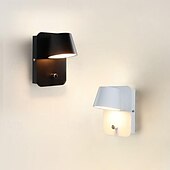 abordables Apliques de pared para interior-Luces de pared interiores LED Luz de lectura de cabecera con versión de luz nocturna e interruptor independiente Aplique de pared de tocador RV giratorio de 350 ° Lámpara de pared de metal para sala