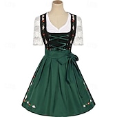 levne Dirndl-Oktoberfest Šaty Dámské šaty Trachtenkleader Služka Bavorský němčina Mnichov Louky Dámské Tradiční Styl Tkanina Halenka Šaty Zástěra