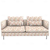 baratos Cobertura de Sofa-Capas de Sofá 100% Algodão Floral Com Estofamento 3 Lugares Com Braços