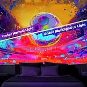 billiga Semestertapeter-uefa euro 2024 blacklight gobeläng uv reaktivt sken i mörkret majestätisk stadion fotboll trippy dimmigt hängande gobeläng väggkonst väggmålning för vardagsrummet sovrum